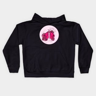 pink celestial moth Kids Hoodie